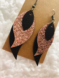 Triple layer dark brown and copper earrings
