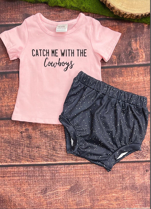 Pink catch cowboys bummie set