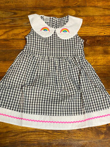 Rainbow embroidered gingham dress