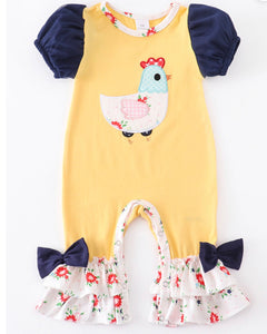 Navy sleeve chicken romper