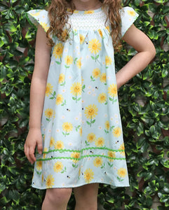 Sun flower smocked dress