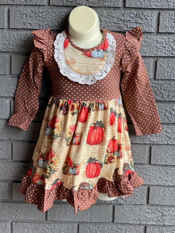 Fall pumpkin dress with lace detail