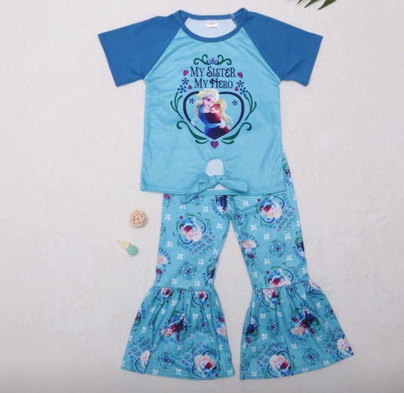 Frozen inspired boutique bell bottom outfit for girls