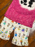 Mickey Minnie bleached shorts set with bow