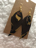 Dark brown and leopard triple layer faux leather earrings