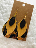 Leopard triple layer faux leather earrings