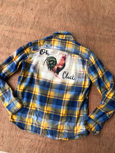 Men’s cut xs oh cluck bleached distressed flannel