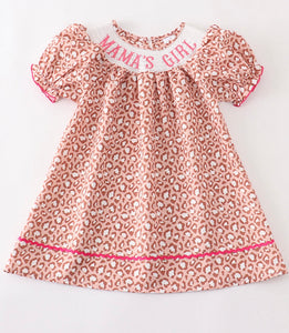 Smocked leopard mamas girl dress