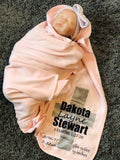Custom birth info recieving blanket