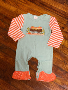 Fall pumpkin wagon romper