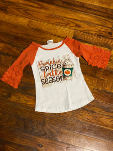 Pumpkin spice fall ruffle raglan