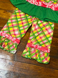 Spring ruffle Capri set pink and green