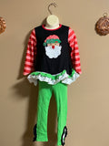 Ruffle applique’ Santa leggings tunic set