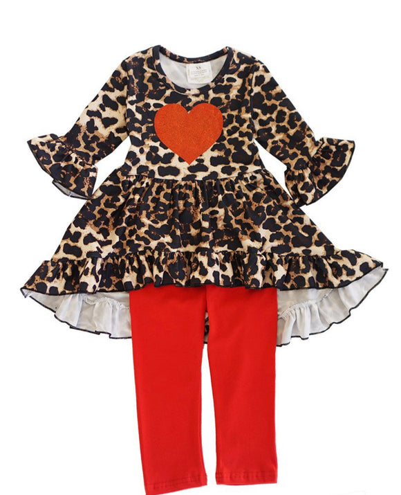 Cheetah heart tunic set