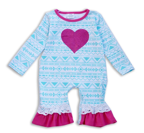 Heart ruffle leg boutique outfit/romper for toddlers