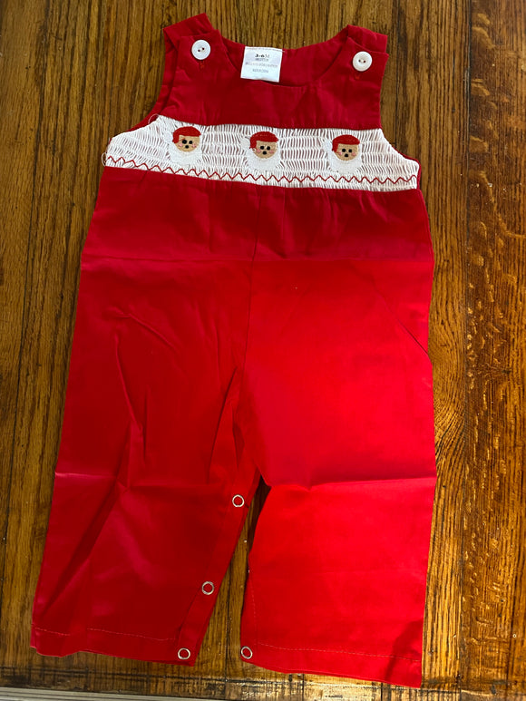 Solid red Santa smocked longall