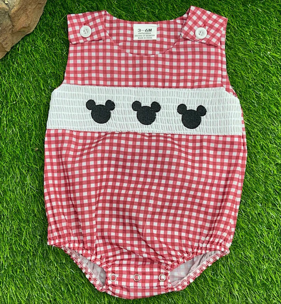 Mickey Mouse gingham smocked bubble