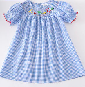 Smocked ABC dress gingham