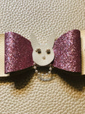 Pearl and pink glitter bunny faux leather bow