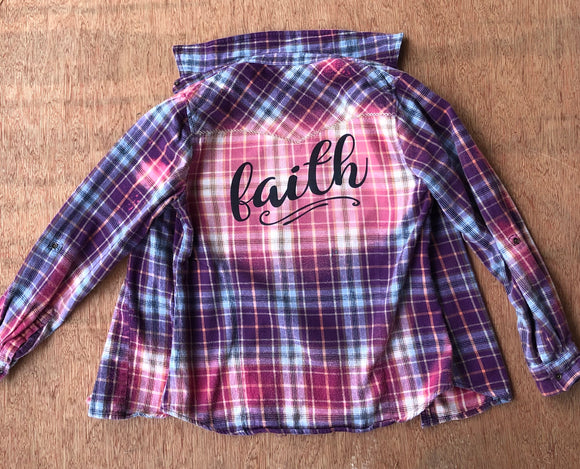 Ladies size small distressed flannel shirt
