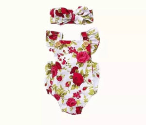 Red floral bubble with headband (door buster)