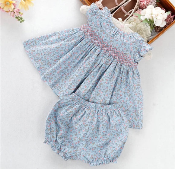 Light blue floral bloomer set