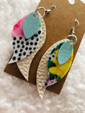 Pearl/ floral triple layer earrings