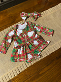 Snowman skirted romper with headband