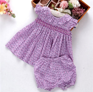 Purple smocked bloomer set