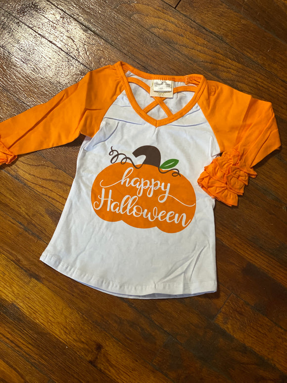 Pumpkin fall boutique ruffle shirt