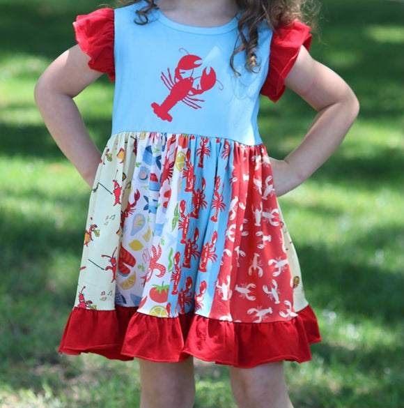 Crawfish/lobster ruffle dress