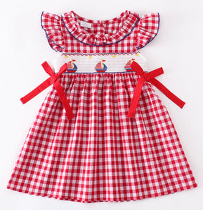 Smocked sailboat dress