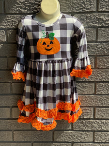 Fall buffalo plaid pumpkin dress