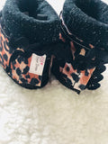 Cheetah print tie back boot cuffs