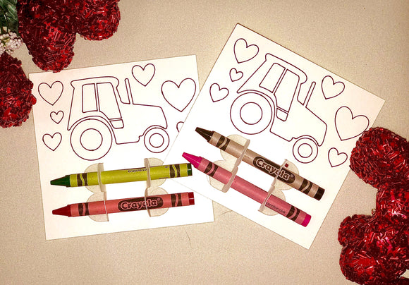 Tractor crayon coloring cards approx 4.5 inch