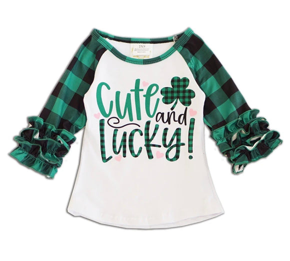 New ruffle St Patrick’s plaid shirt cute and lucky